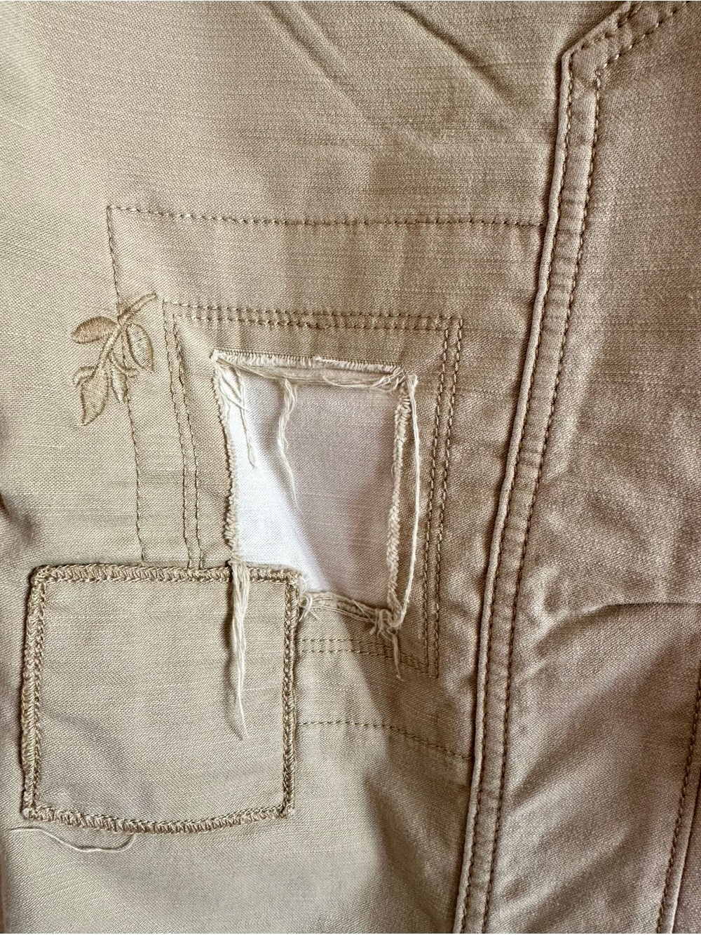 Pilcro Anthropologie The Wanderer Patchwork Pants Mid-Rise Khaki Beige Size 27 - Picture 5 of 15